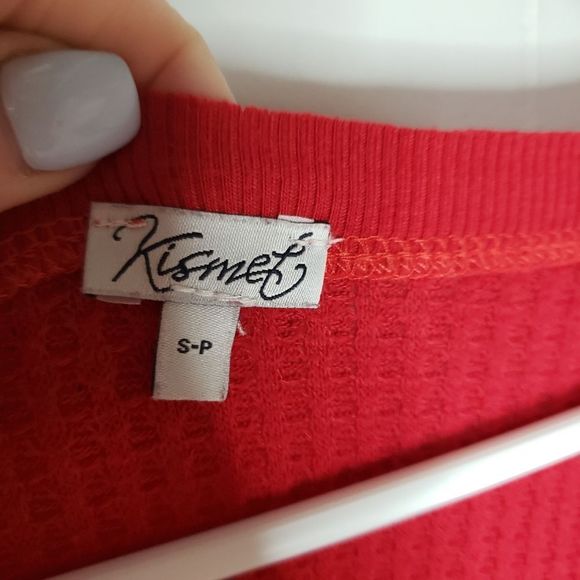 3 for $25 Kismet Red Waffle Long Sleeve Top Shirt Small - Picture 6 of 8